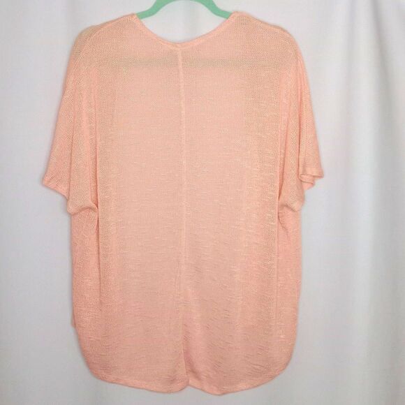 ⭐ Mudd Womens Short Dolman Sleeve Open Knit Cardigan Sweater Peach Oversized Med - Picture 2 of 7